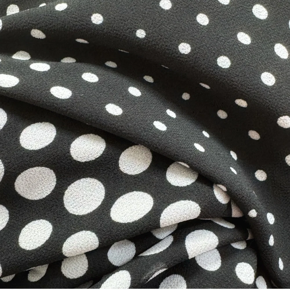 Michael Kors Georgette Dress Handkerchief Hem Black White Ombre Dot Print Size 2